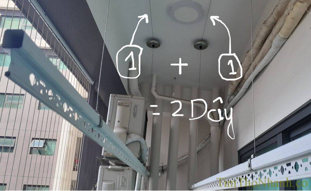 bộ giàn phơi có 2 dây cần thay thế = 250k