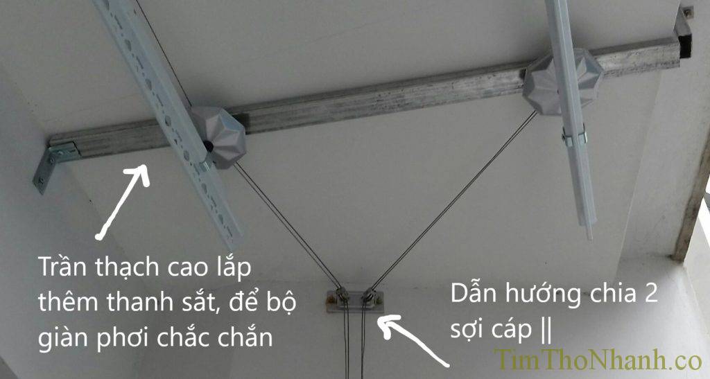 Trần thạch cáo cần lắp thêm thanh sắt để bộ giàn phơi có điểm treo chắc chắn